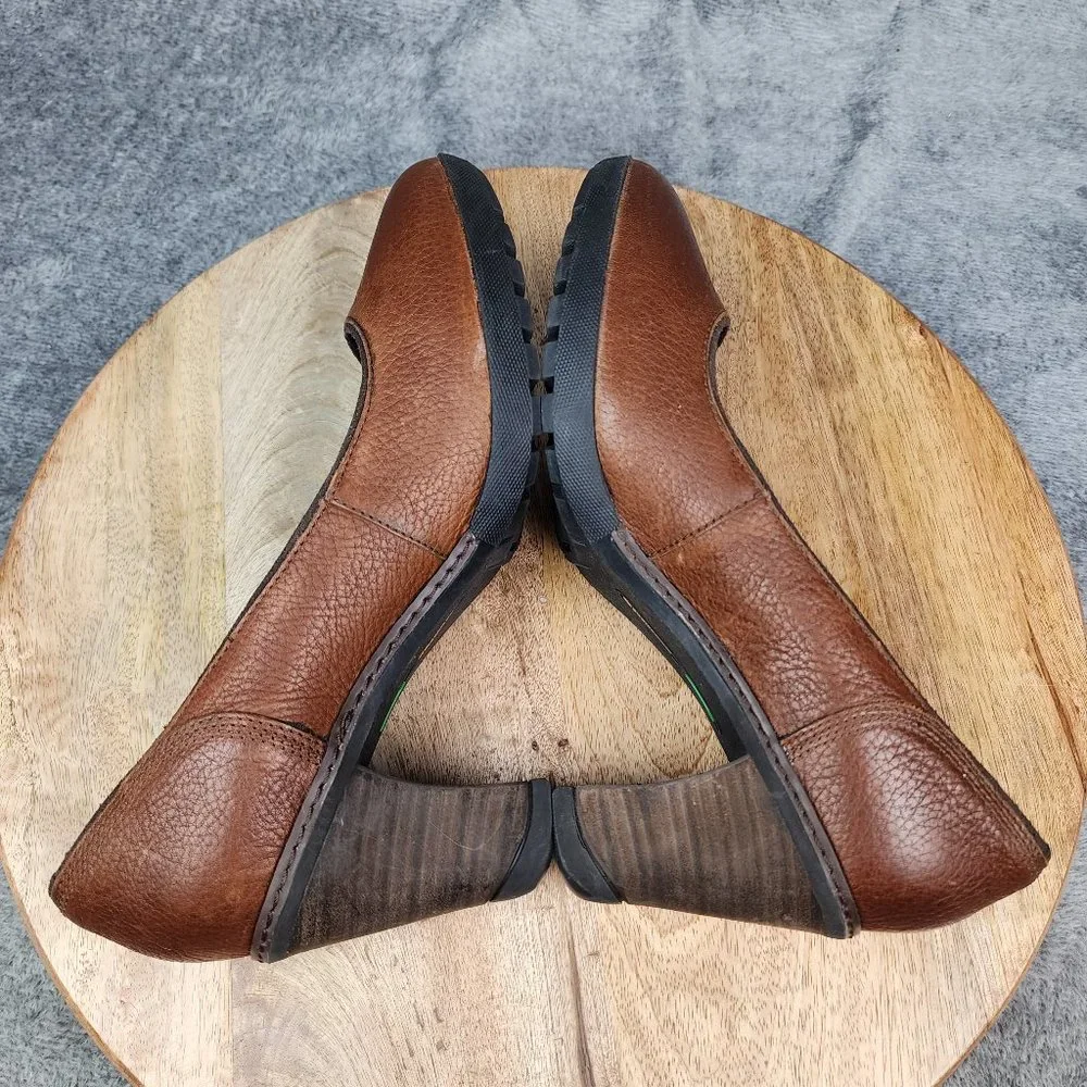 Timberland Pumps Women's 9.5 Wide Brown Leather Comfort Slip On Heels Shoes_5